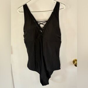 Torrid Size 3 black one piece lace up swimsuit adjustable straps